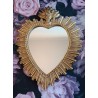 Miroir ex voto coeur soleil doré 39cm - taille L