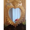 Miroir ex voto coeur soleil doré 39cm - taille L