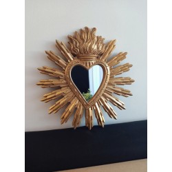 Miroir ex voto à rayons doré 28cm