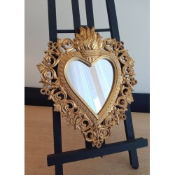 Miroir ex voto coeur style baroque doré 29cm