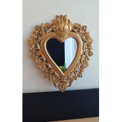 Miroir ex voto coeur style baroque doré 29cm