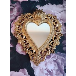 Miroir ex voto coeur style baroque doré 29cm