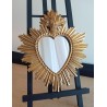 Miroir ex voto coeur soleil doré 30cm - taille S