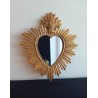 Miroir ex voto coeur soleil doré 30cm - taille S