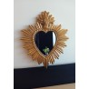 Miroir ex voto coeur soleil doré 30cm - taille S