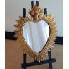 Miroir ex voto coeur soleil doré 39cm - taille L