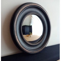 Miroir convexe large bord noir et or taille L