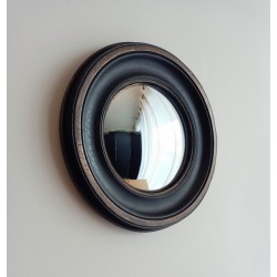 Miroir convexe large bord noir et or taille L