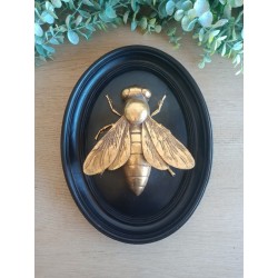 Cadre médaillon abeille noir et or