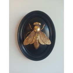 Cadre médaillon abeille noir et or