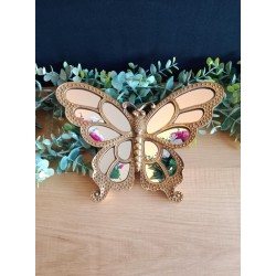 Décoration papillon miroir bord or