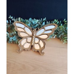 Décoration papillon miroir bord or