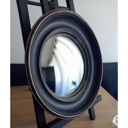 Miroir convexe coupole noir et or