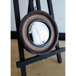 Miroir de sorcière façon gousset noir, marron et or ø18