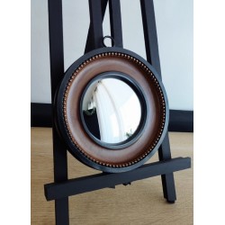 Miroir de sorcière façon gousset noir, marron et or ø18