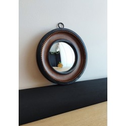 Miroir de sorcière façon gousset noir, marron et or ø18