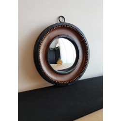 Miroir de sorcière façon gousset noir, marron et or ø18