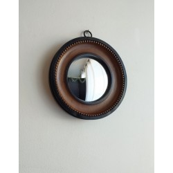 Miroir de sorcière façon gousset noir, marron et or ø18