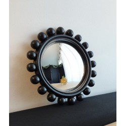 Miroir de sorcière boules noir effet craquelé ø21