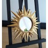 Miroir ex voto soleil étoilé doré ø21