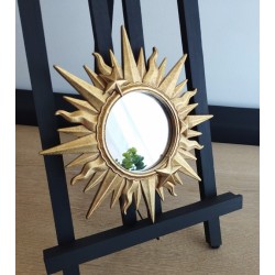 Miroir ex voto soleil étoilé doré ø21