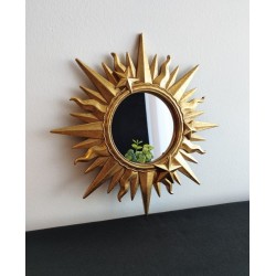 Miroir ex voto soleil étoilé doré ø21