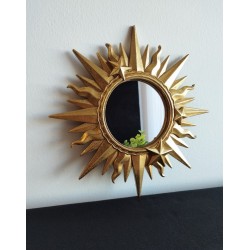 Miroir ex voto soleil étoilé doré ø21