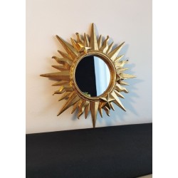 Miroir ex voto soleil étoilé doré ø21