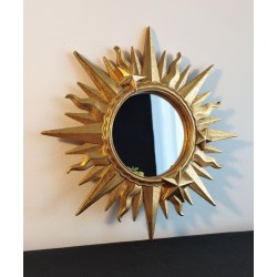 Miroir ex voto soleil étoilé doré ø21