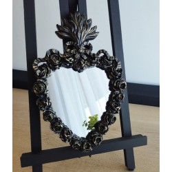 Miroir ex voto noir patine or