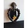 Miroir ex voto noir patine or