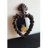 Miroir ex voto noir patine or