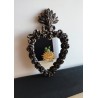 Miroir ex voto noir patine or