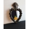 Miroir ex voto noir patine or