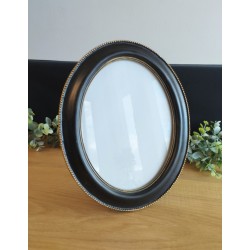 Cadre photo ovale noir perles or - Grand modèle
