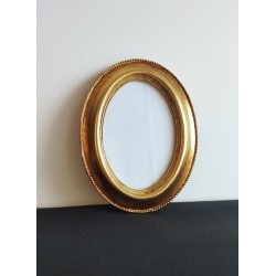 Cadre photo ovale bord perles or
