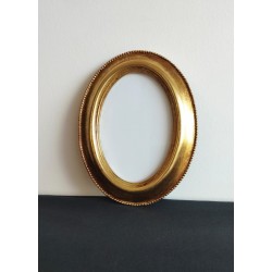 Cadre photo ovale bord perles or
