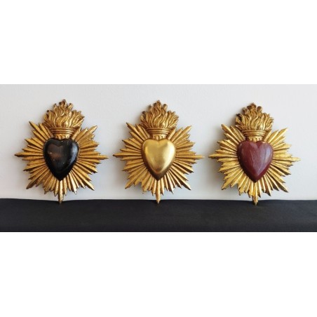 Ensemble de 3 ex votos coeur soleil