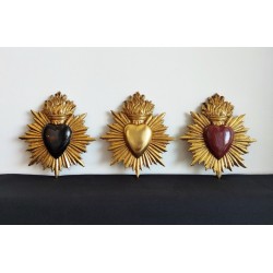 Ensemble de 3 ex votos coeur soleil