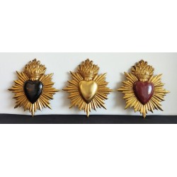 Ensemble de 3 ex votos coeur soleil