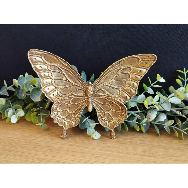 Décoration Murale Papillon Métal Noir - Sculpture Moderne 25x20cm - Pour Salon, Chambre Ou Bureau