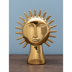 Décoration tête soleil céramique dorée