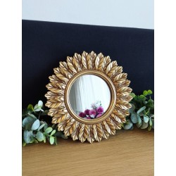 Petit miroir bord feuilles or ø16