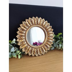 Petit miroir bord feuilles or ø16