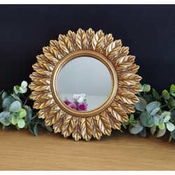 Petit miroir bord feuilles or ø16
