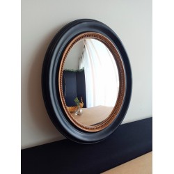 Miroir convexe ovale style Napoléon noir et or L
