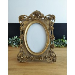 Cadre photo style baroque motifs floraux or effet antique