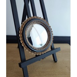 Miroir de sorcière fleur incas noir et or vieilli ø18