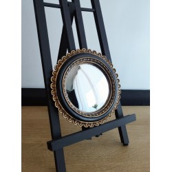 Miroir de sorcière fleur incas noir et or vieilli ø18