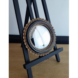 Miroir de sorcière fleur incas noir et or vieilli ø18